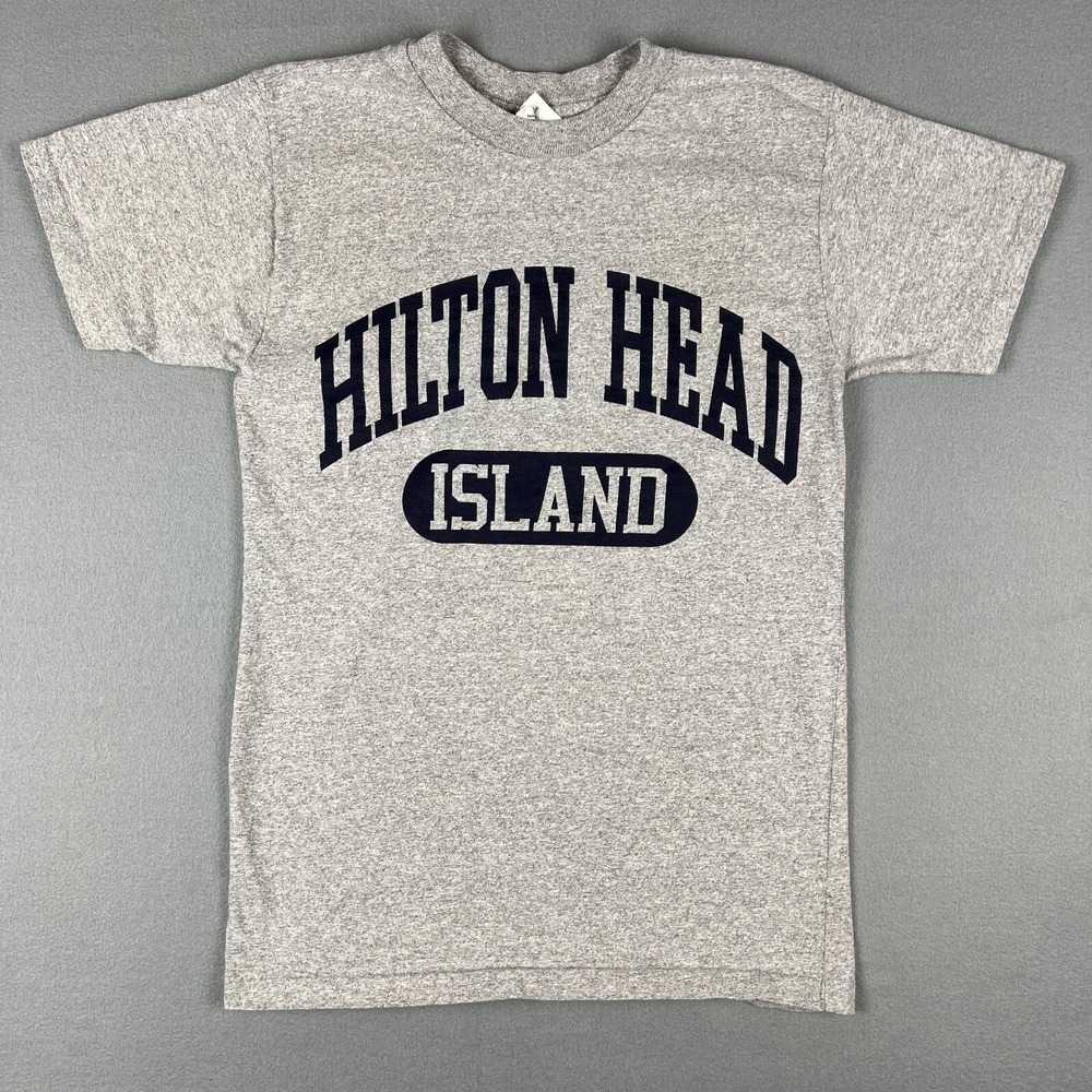 VTG Hilton‎ Head Island T Shirt Fits XS Grey Thick Cotton 1990s Vacation USA